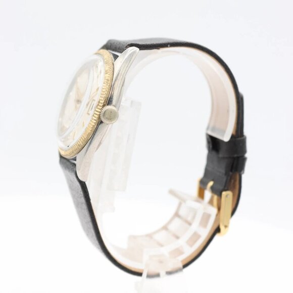 Vintage Elgin Fluted Bezel Men\'s Automatic Wristwatch 792 Steel & Gold Tone